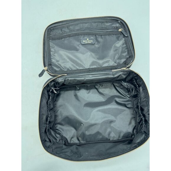 Kate Spade New York Black Apple Print Cosmetic Case Bag nylon rectangle READ - Picture 5 of 8